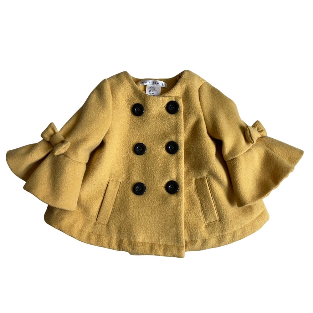 Baby Girl 18 months Yellow Wool Blend Jacket‎ Coat 18 Bow